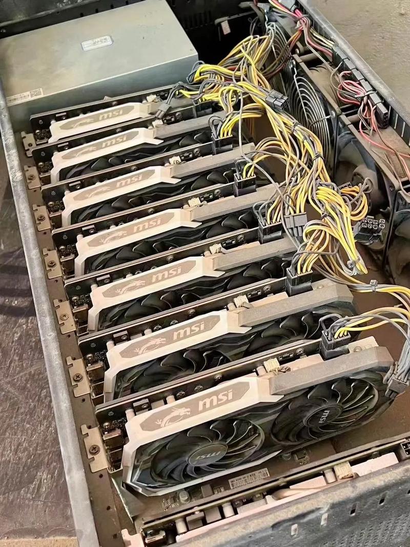 High-performance Bitcoin mining rig in an Asian manufacturing facility